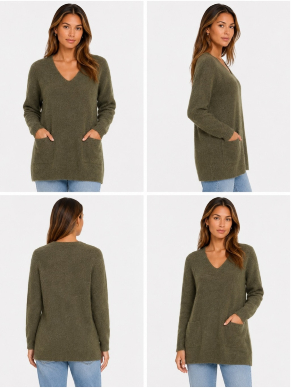 M&S Collection Pure Cashmere Moss Green Tunic Sweater Dress UK 8 small
